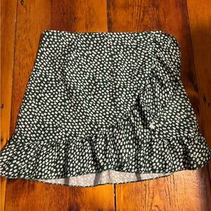 Green Floral Ruffle Skirt